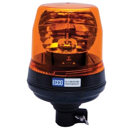 Ecco ROTATING BEACON: LOW PROFILE, 12VDC, 160 FPM, FLEXI DIN POLE MOUNT, AMBER 5810A